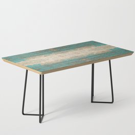 Rustic Wood - Weathered Wooden Plank - Beautiful knotty wood weathered turquoise paint Coffee Table