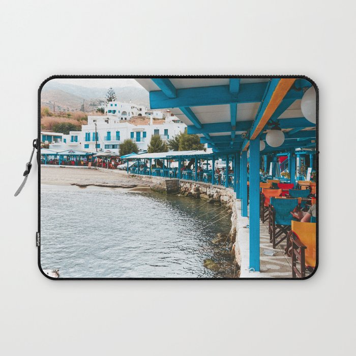 Greek Viewpoint full of Color | Beautiful Town in the Greek Islands | Harbor with Boats and White Houses | Travel Photography in Europe Laptop Sleeve