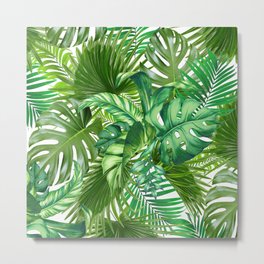 green tropic Metal Print | Exotic, Funflamingo, Greennature, Tropicalpattern, Geometric, Nature, Greenleaves, Newdesign2020, Tropicaltrees, Fun 