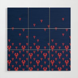 Lobster Squadron on navy background. Wood Wall Art
