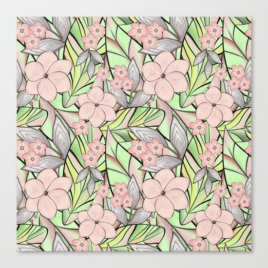 Delicate tropical floral pattern. Canvas Print