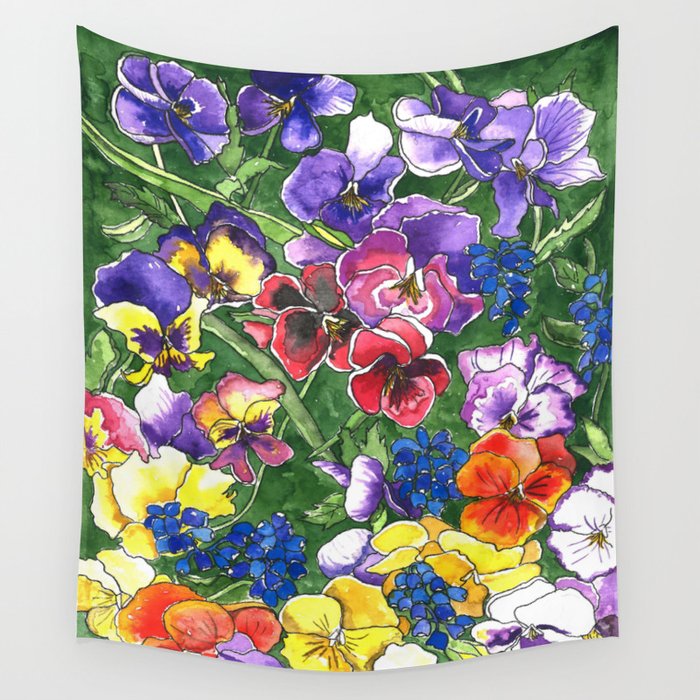 Pansies Wall Tapestry by Shelley Ylst Art | Society6