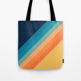 Yellow, orange and blue retro diagonal stripes Tote Bag
