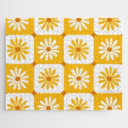 Checkered Daisies – Yellow Jigsaw Puzzle