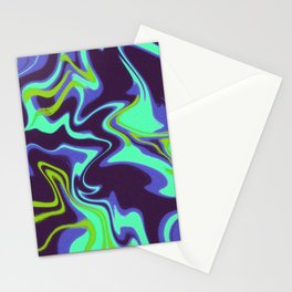 Blue and Green Wavy Grunge Stationery Card