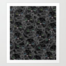 Black Kitten Faces Art Print