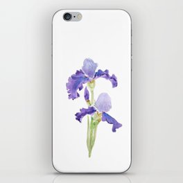 two purple irises ink and watercolor iPhone Skin
