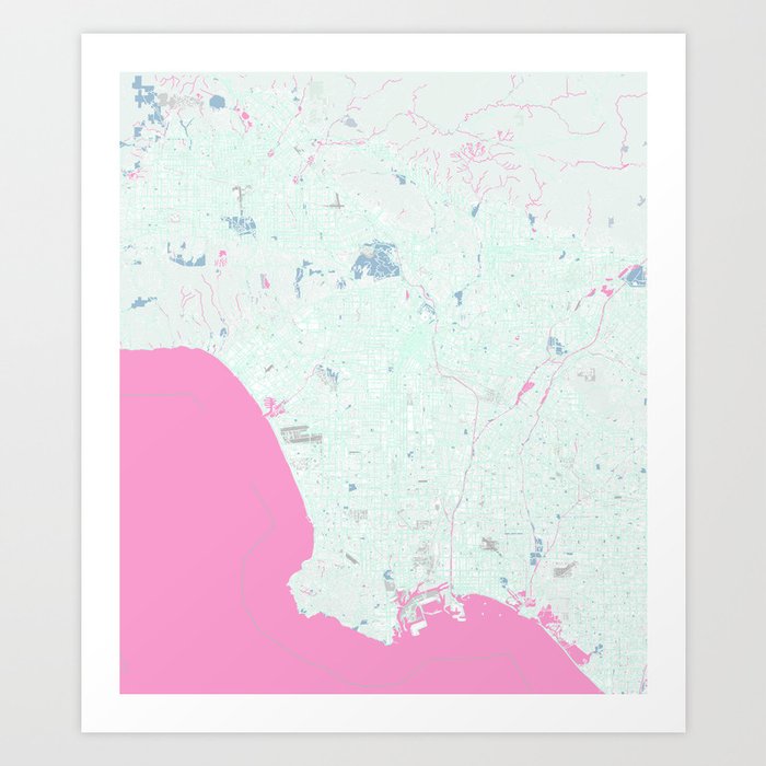 LOS ANGELES MAP Art Print
