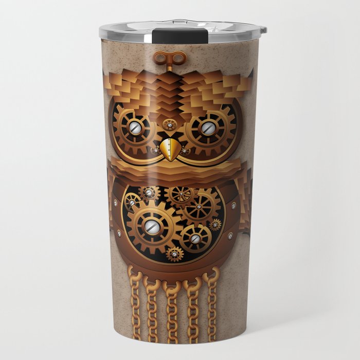 Steampunk Owl Vintage Style Travel Mug