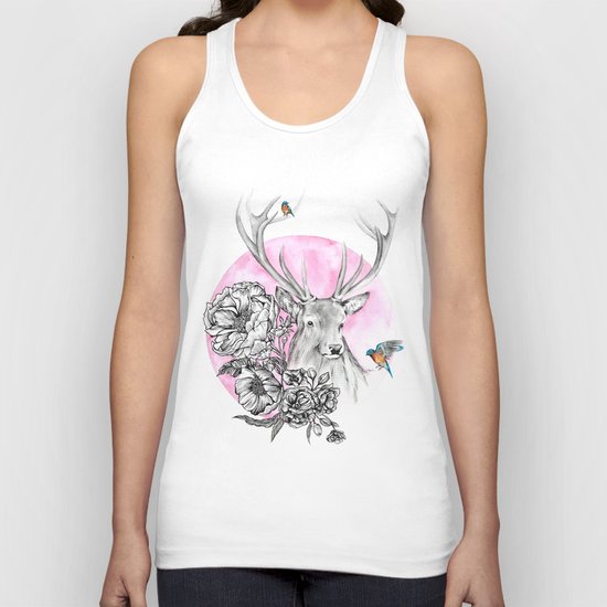 Floral Stag Unisex Tank Top