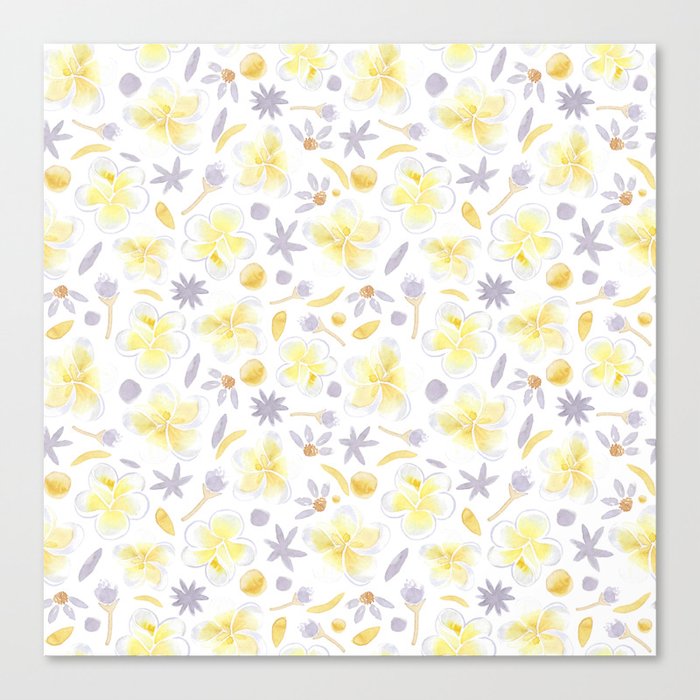 Frangipani (Yellow & White) Canvas Print