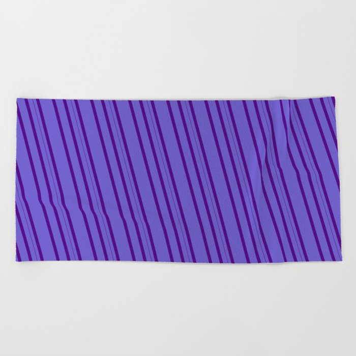 Slate Blue and Indigo Colored Striped/Lined Pattern Beach Towel
