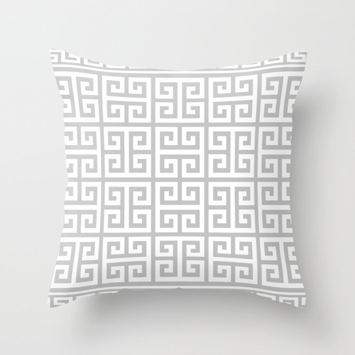 Greek Key (Gray & White Pattern) Throw Pillow