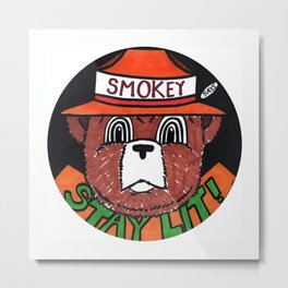 Stay Lit Metal Print | Staylit, Smokeysays, Brownbear, Lit, Smokey, Drawing, Bear, Ink Pen 