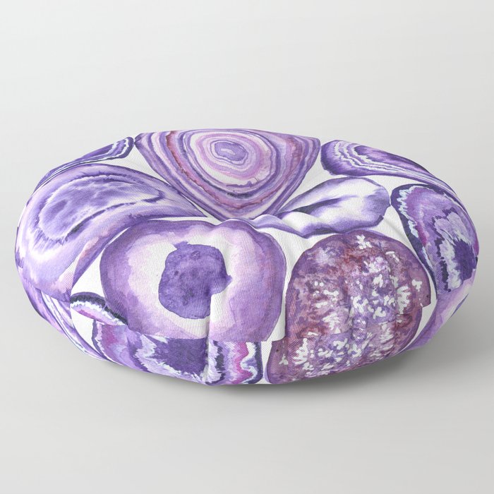 Purple agate pattern watercolor Floor Pillow