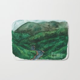Rogue River Oregon landscape Bath Mat | Painting, Realism, Wilderness, Landscape, Pacificnorthwest, Nature, Digital, Oregon, Forest, Rogueriver 