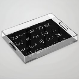Black and White Boobs Pattern Acrylic Tray