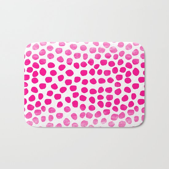 Ombre dots cute hot pink trendy must have gifts for college dorm room decor affordable painting Bath Mat