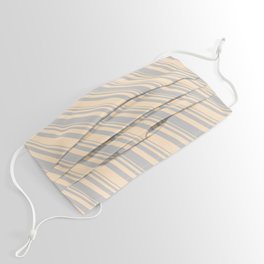 [ Thumbnail: Grey & Bisque Colored Lined/Striped Pattern Face Mask ]