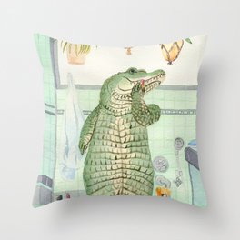 This is a mirror. You are a reptile applying lipstick. Throw Pillow