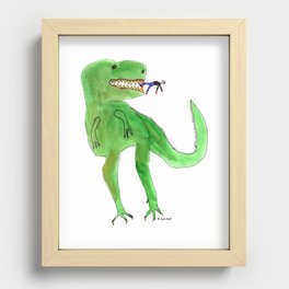 Dinosaur and Tiny Man Recessed Framed Print