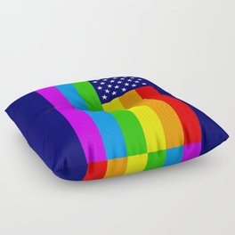 Gay USA Rainbow Flag - American LGBT Stars and Stripes Floor Pillow
