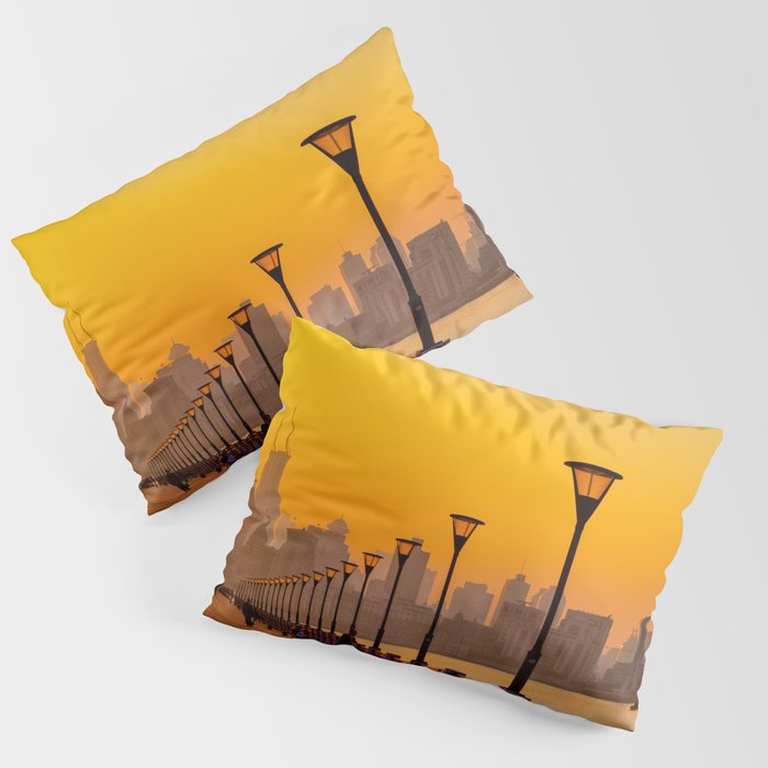 Sunset Cityscape by the River Pillow Sham