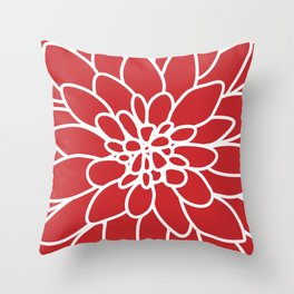 Red Modern Dahlia Flower Throw Pillow