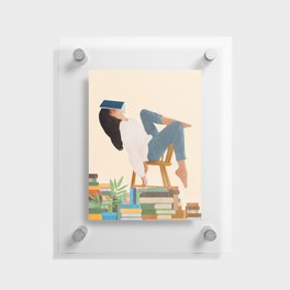 Lost in my books Floating Acrylic Print