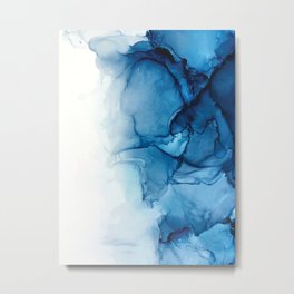 Blue Tides - Alcohol Ink Painting Metal Print