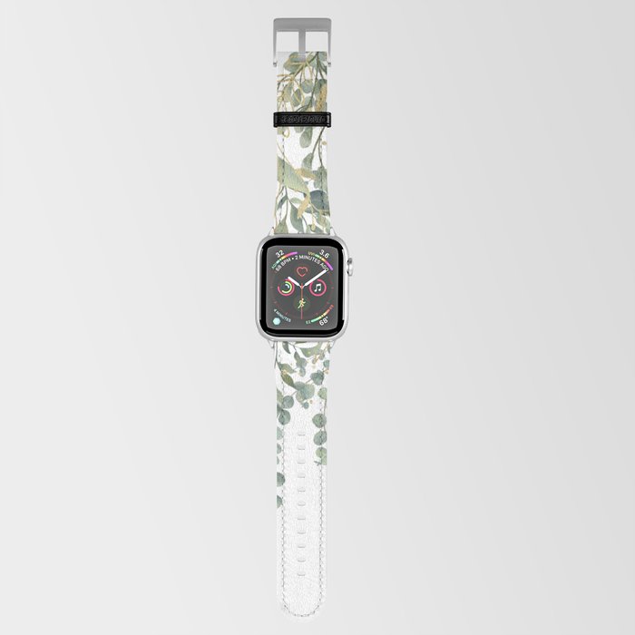 Gold And Green Eucalyptus Leaves Apple Watch Band