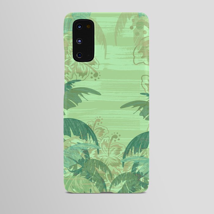 Polynesian Palm Trees And Hibiscus Shades Of Green Jungle Abstract Android Case