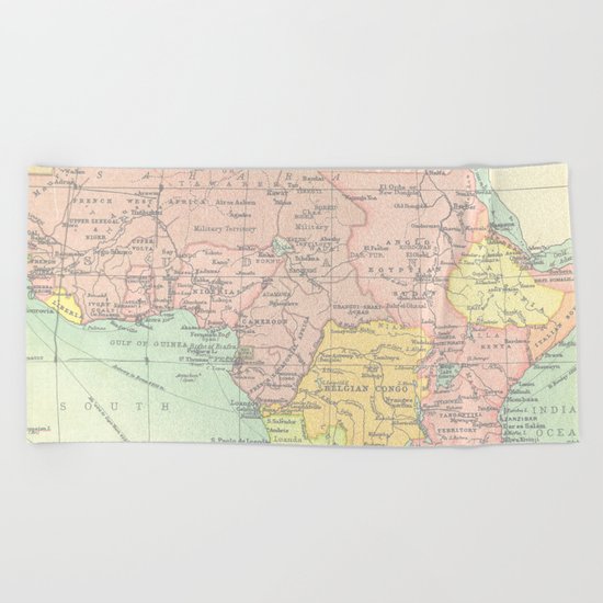 Vintage Africa Map Beach Towel