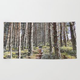 Scottish Highlands Spring Woodland Walk in I Art and Afterglow Beach Towel