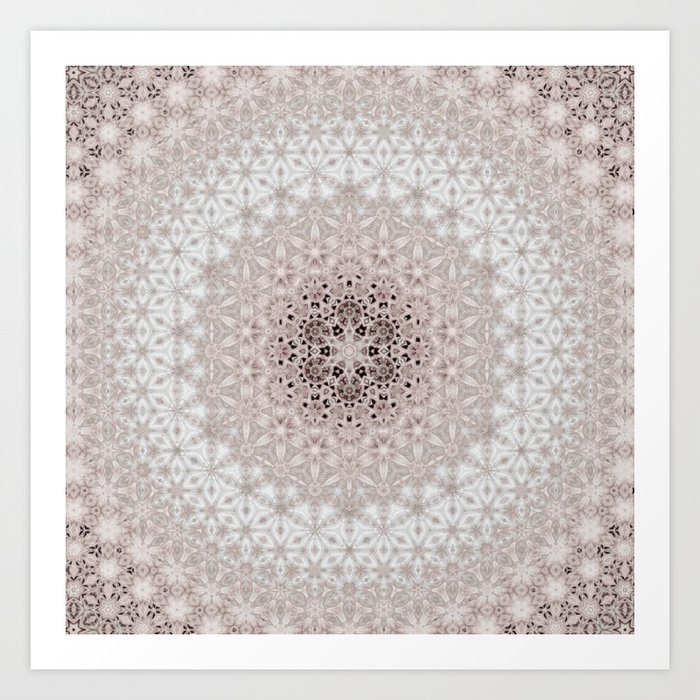 Vinatge light pink hexagonal generative lacy floral pattern  2 Art Print