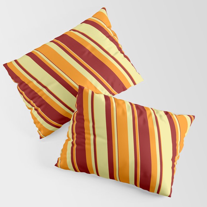 Tan, Dark Orange, and Dark Red Colored Lined Pattern Pillow Sham