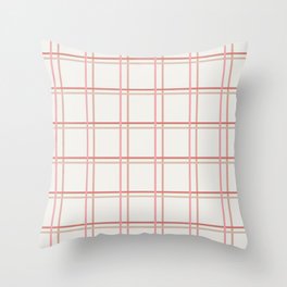 Dusty Pink Checkered Lines on Beige Throw Pillow