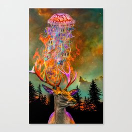 Fire Deer and the Jellyfish Canvas Print