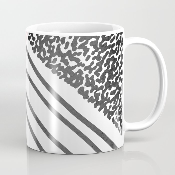 Trendy black white pink stripes dots pattern Coffee Mug