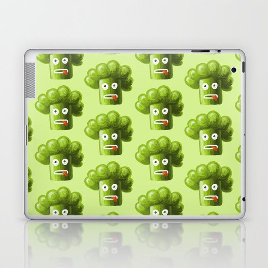 Green Funny Cartoon Broccoli Laptop & iPad Skin