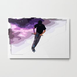 Scooting Through Space - Stunt Scooter Rider Metal Print | Extremesports, Skateboardpark, Space, Pushscooter, Outerspace, Graphicdesign, Scooterstunts, Skating, Sports, Kickscooter 