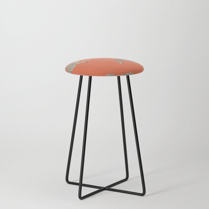 Leaping Cheetahs Tangerine Counter Stool