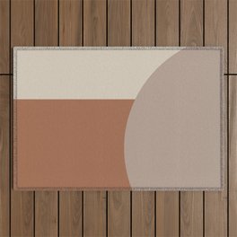 Warm Minimalist Adobe Geo in Earth Tones Outdoor Rug