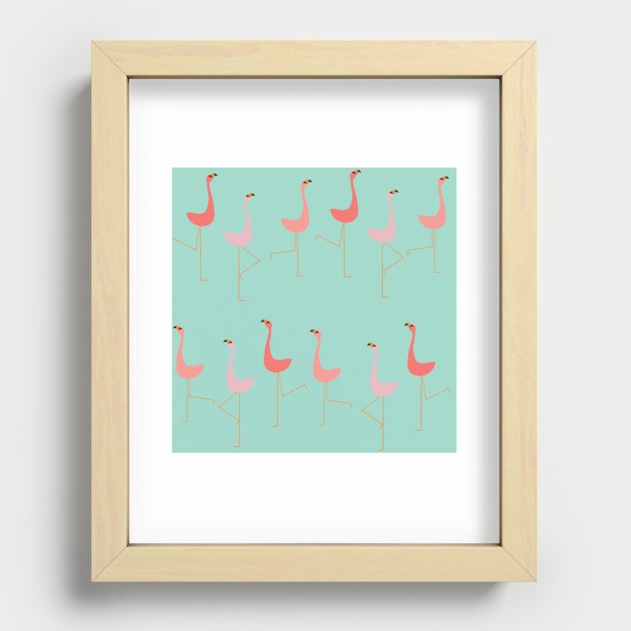 MARCH OF THE FLAMINGOS Recessed Framed Print