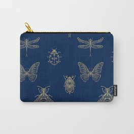 Golden Insects pattern on the blue background Carry-All Pouch