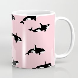 Orca Whales Pod On Pastel Pink Coffee Mug
