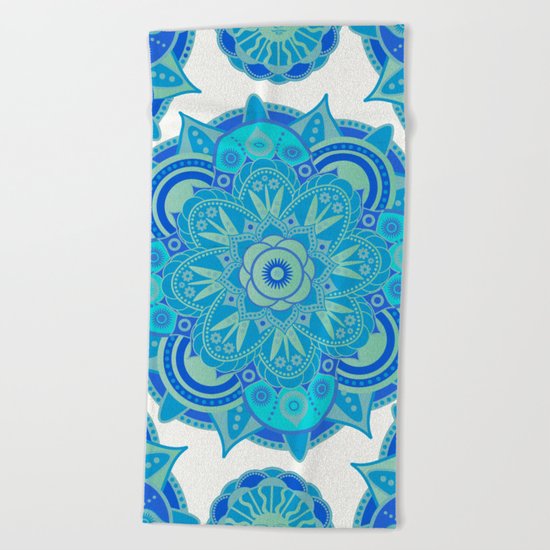 Throat Chakra Mandala Beach Towel