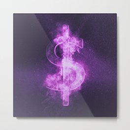 Dollar sign, Dollar Symbol. Monetary currency symbol. Abstract night sky background. Metal Print