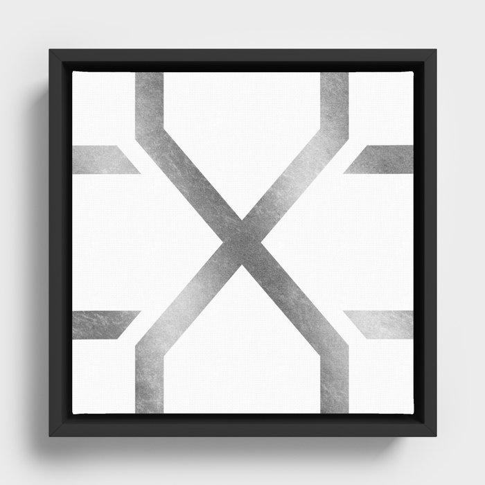 Crossed X Silver Framed Canvas