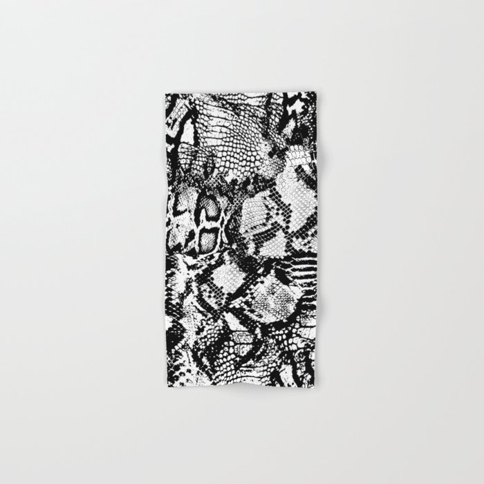 Monochrome leopard, snake, zebra, tiger, crocodile skin texture background. Hand & Bath Towel